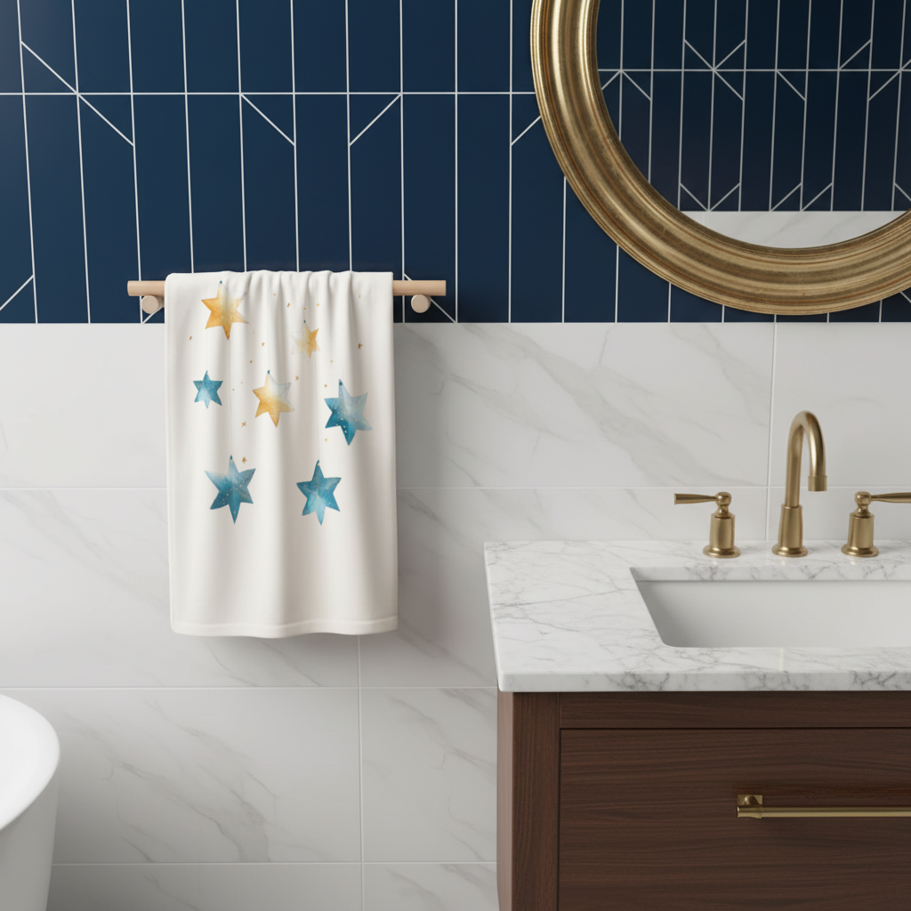 Watercolor Hanging Stars Hand Towel