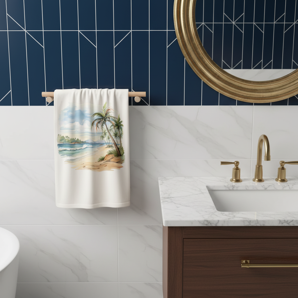 Tropical Palm Tree Beach Hand Towel