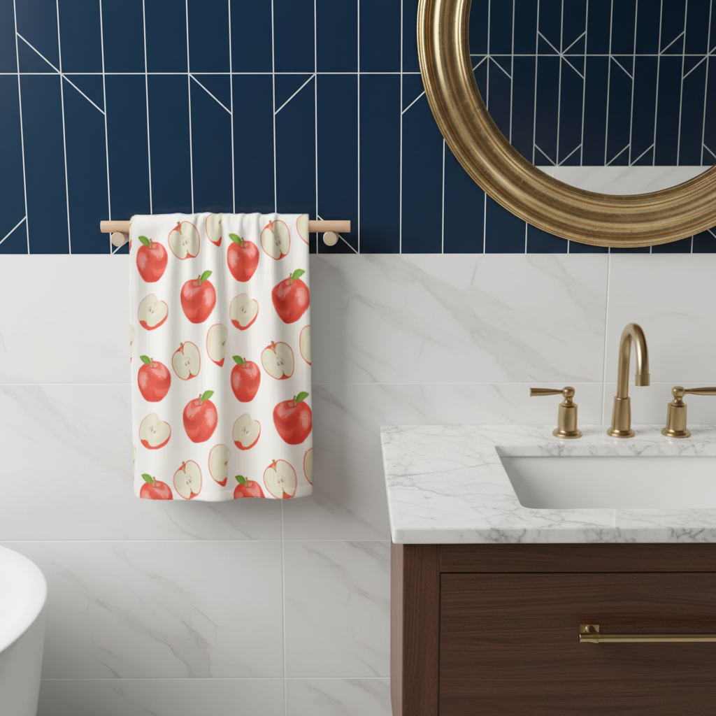 Red Apple Slices Hand Towel