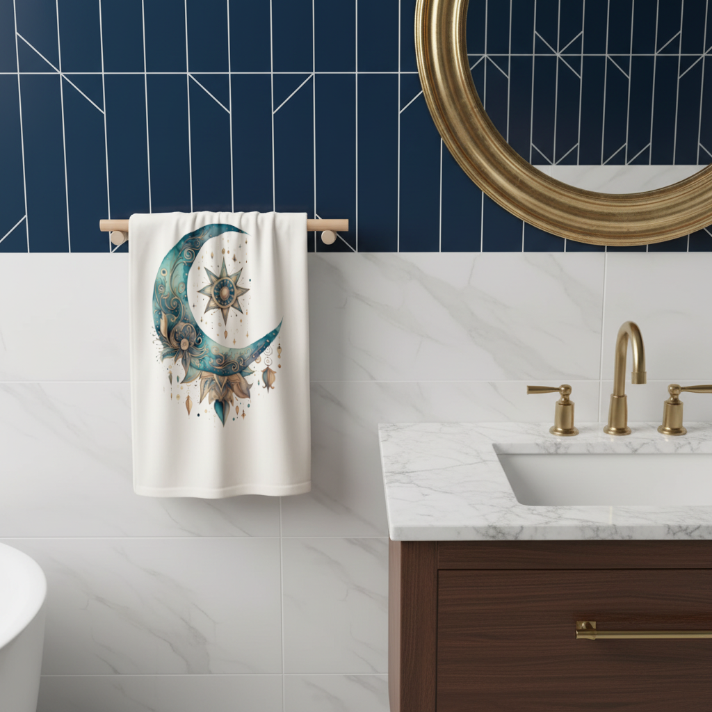 Boho Celestial Sun and Moon Hand Towel