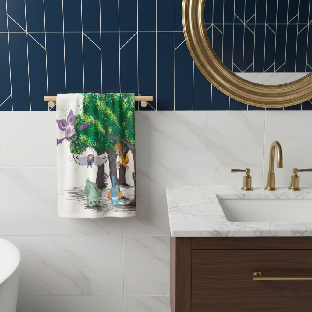 Fanmade Fakemon Characters, happy friends, anime characters Hand Towel
