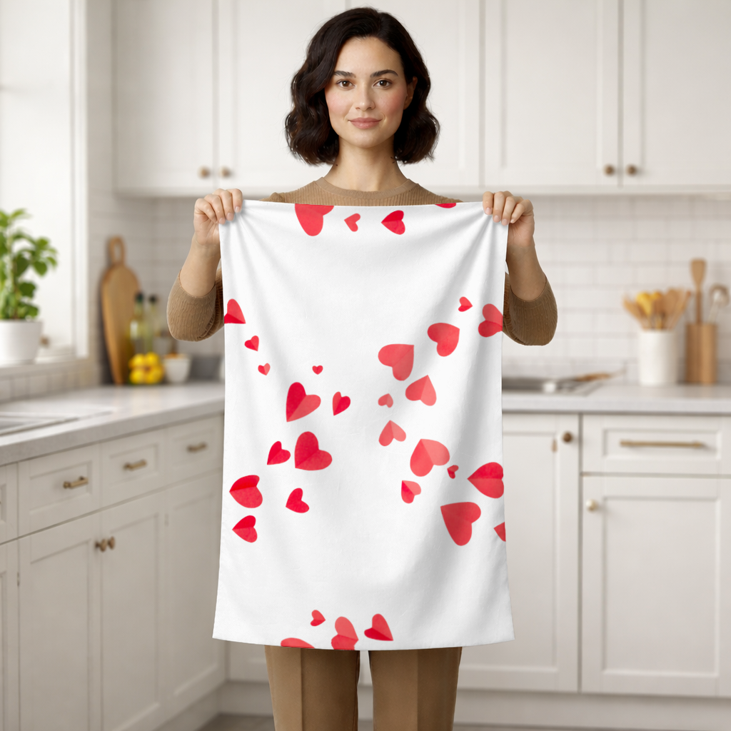 Red Hearts Frame Design Hand Towel