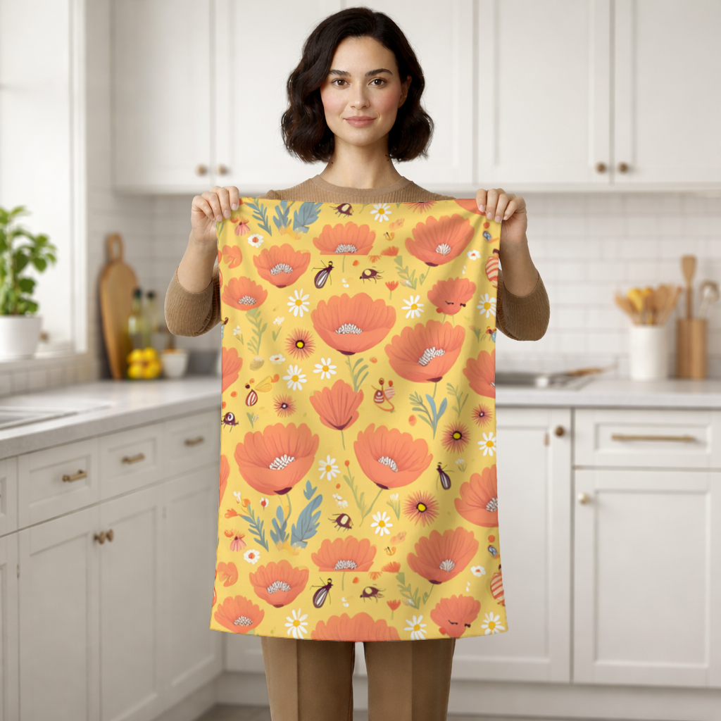 Çiçek ve Böcek Deseni Renkli Pattern El Havlusu