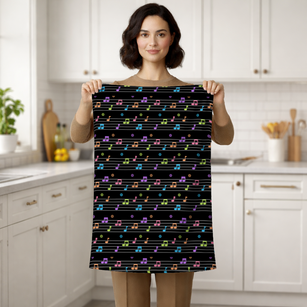 Vibrant Neon Music Notes and Rhythm Seamless Pattern Hand Towel