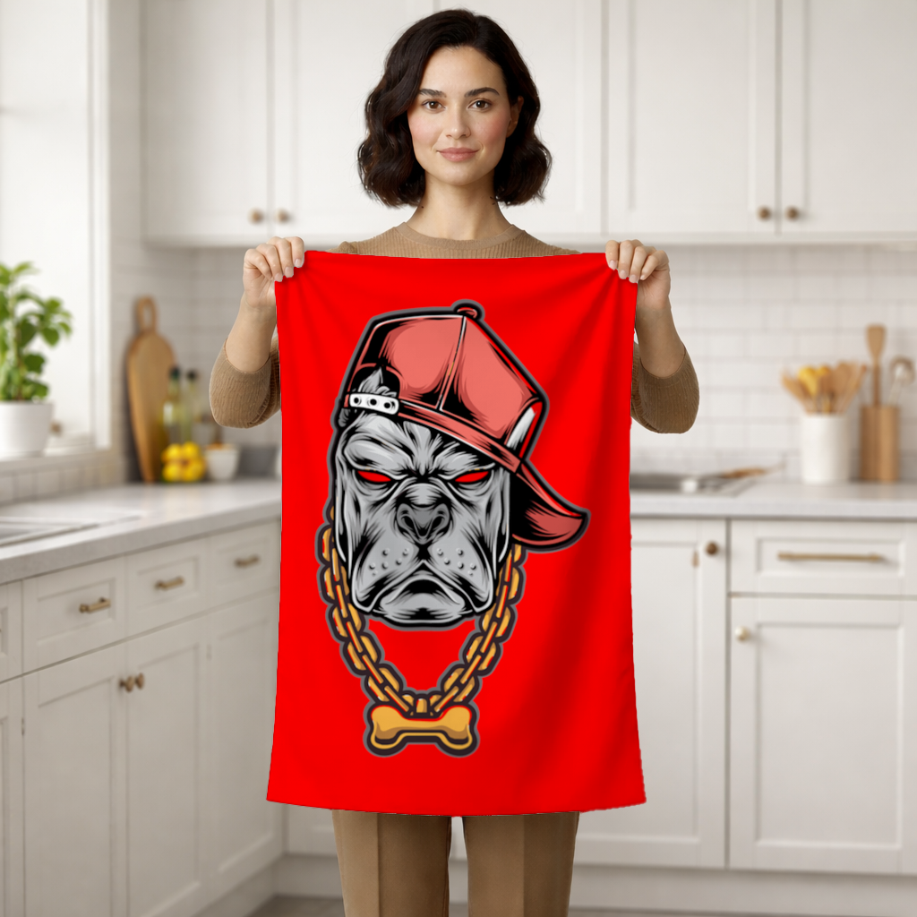 Hip Hop Style Gangster Dog Illustration Hand Towel