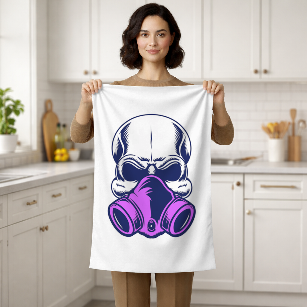 Skull with Gas Mask Illustration Modern and Edgy Design Hand Towel