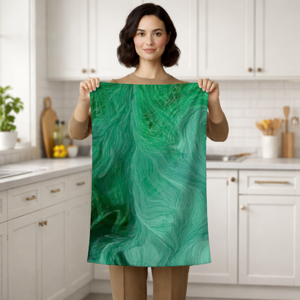 Black and green marbling Hand Towel