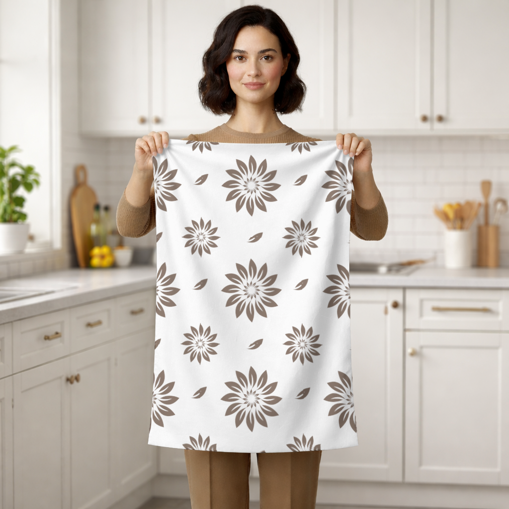 Minimalist Modern Brown Floral Pattern Hand Towel