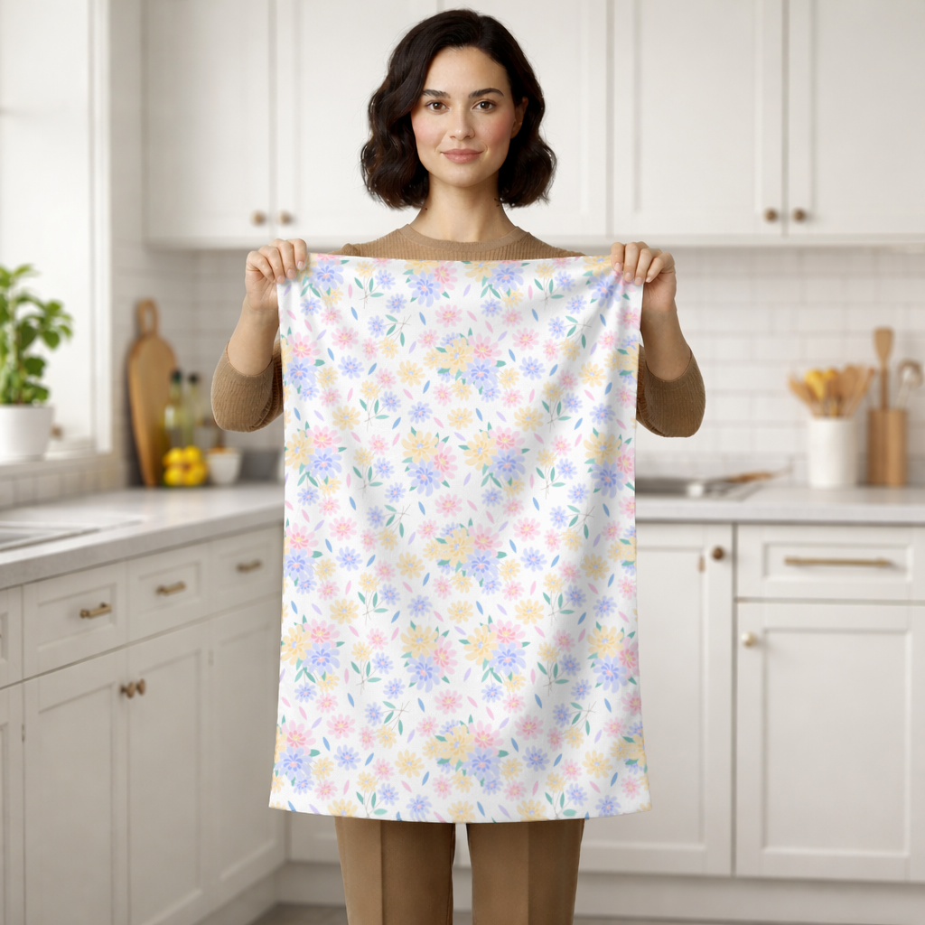 Colorful Pastel Spring Floral Pattern Hand Towel