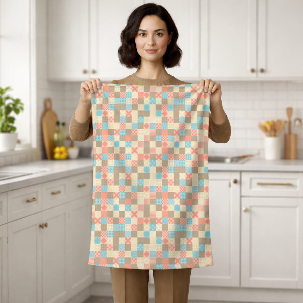 Colorful Modern Geometric Square Pattern Hand Towel
