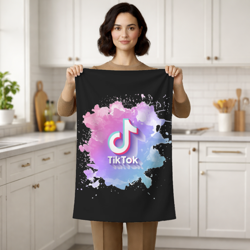 TikTok Logo with Watercolor Effect Hand Towel