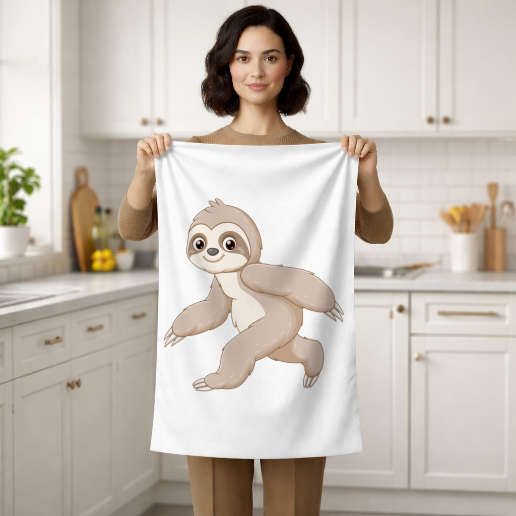 Cute Joyful Walking Sloth Hand Towel