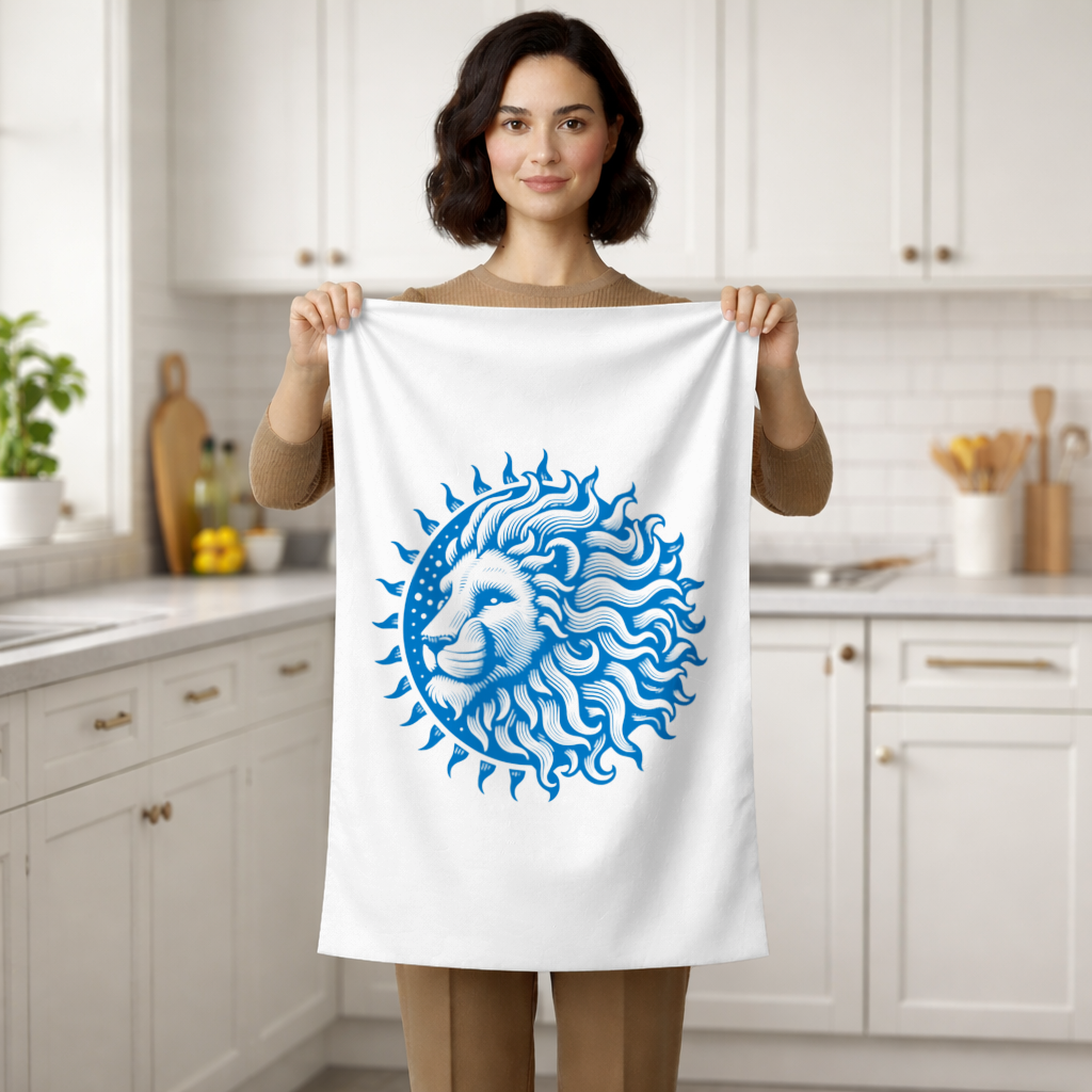 Leo Zodiac Sun and Moon Blue Motif Hand Towel
