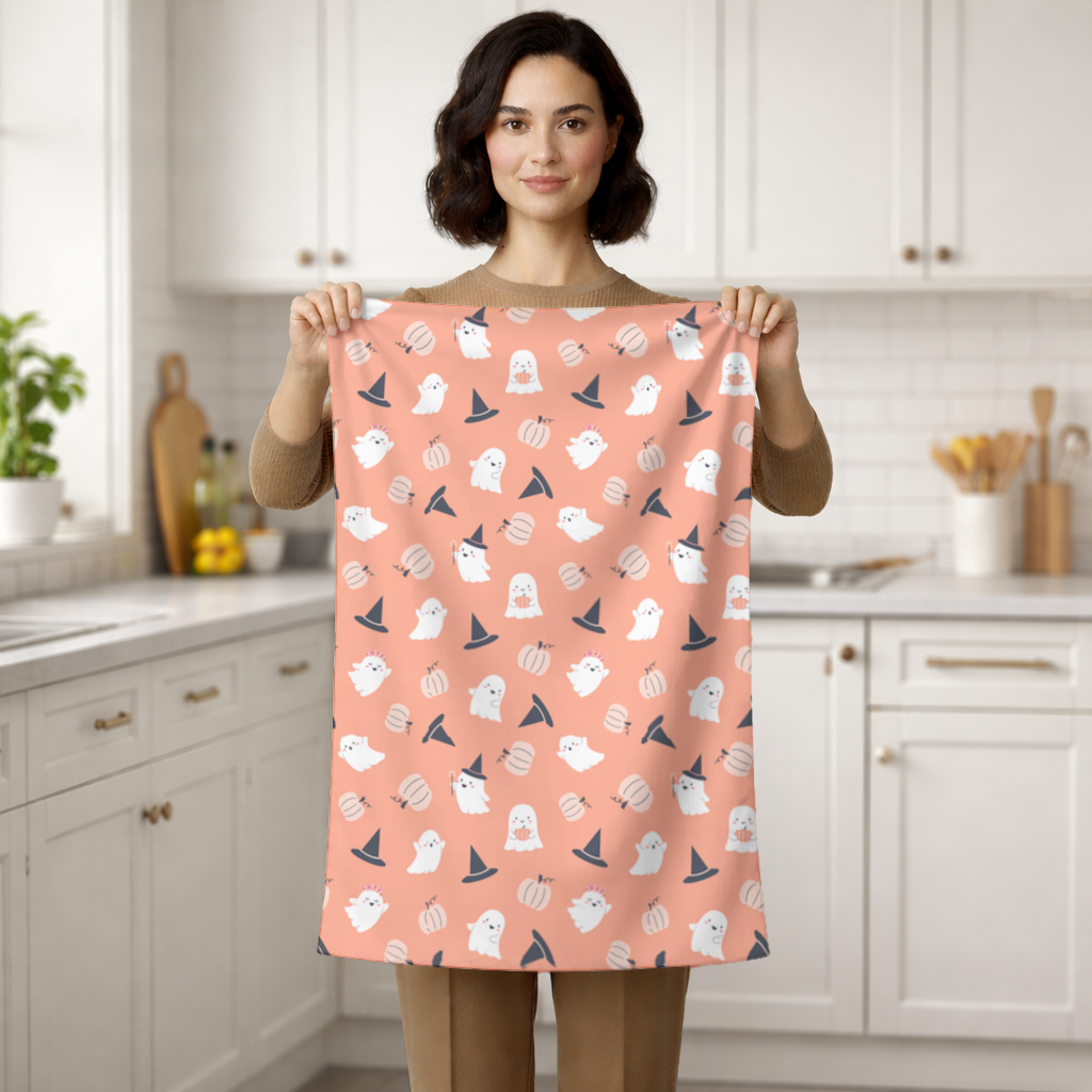 Cute Pumpkin and Witch Hat Ghost Pattern Hand Towel