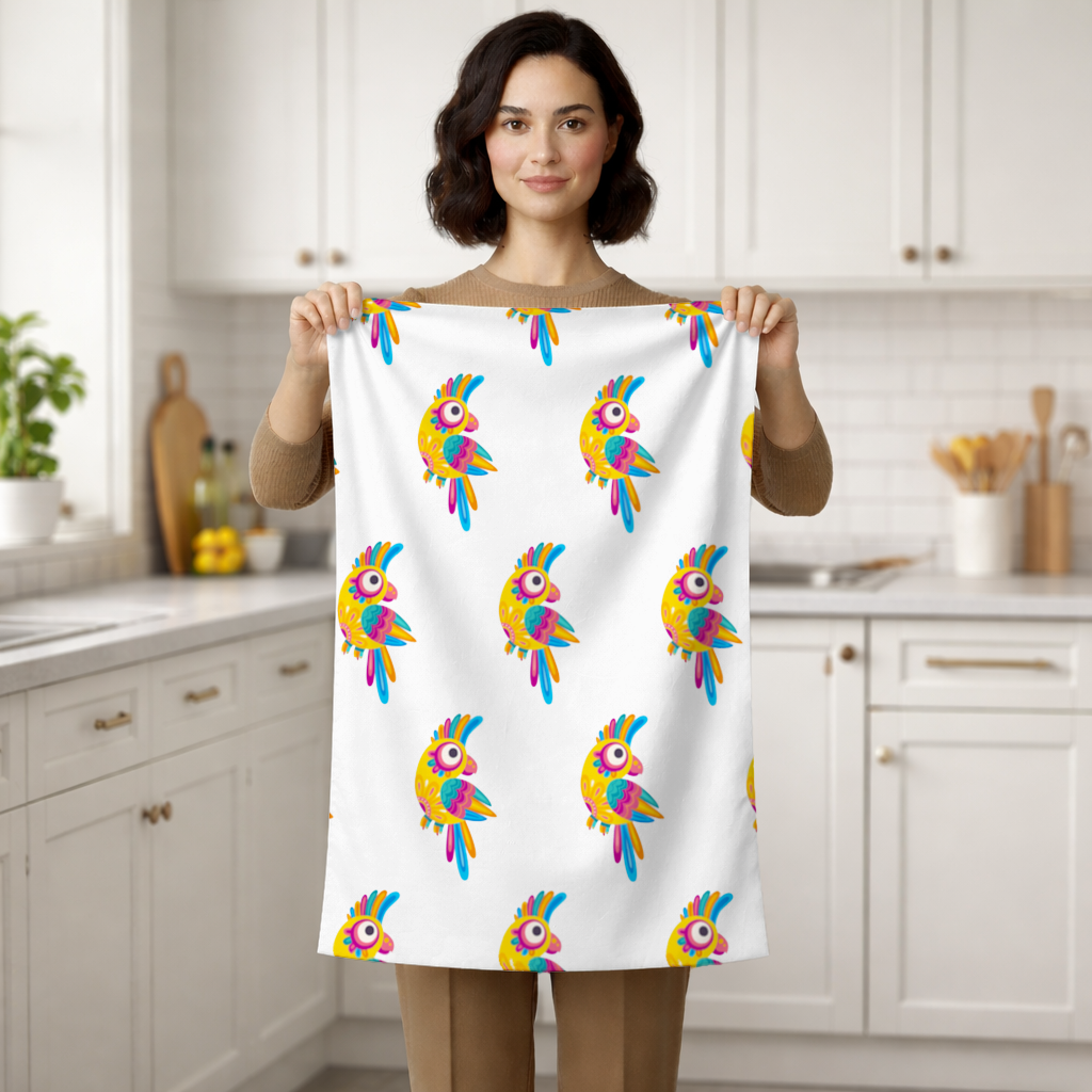 Vibrant Tropical Parrot Folk Hand Towel