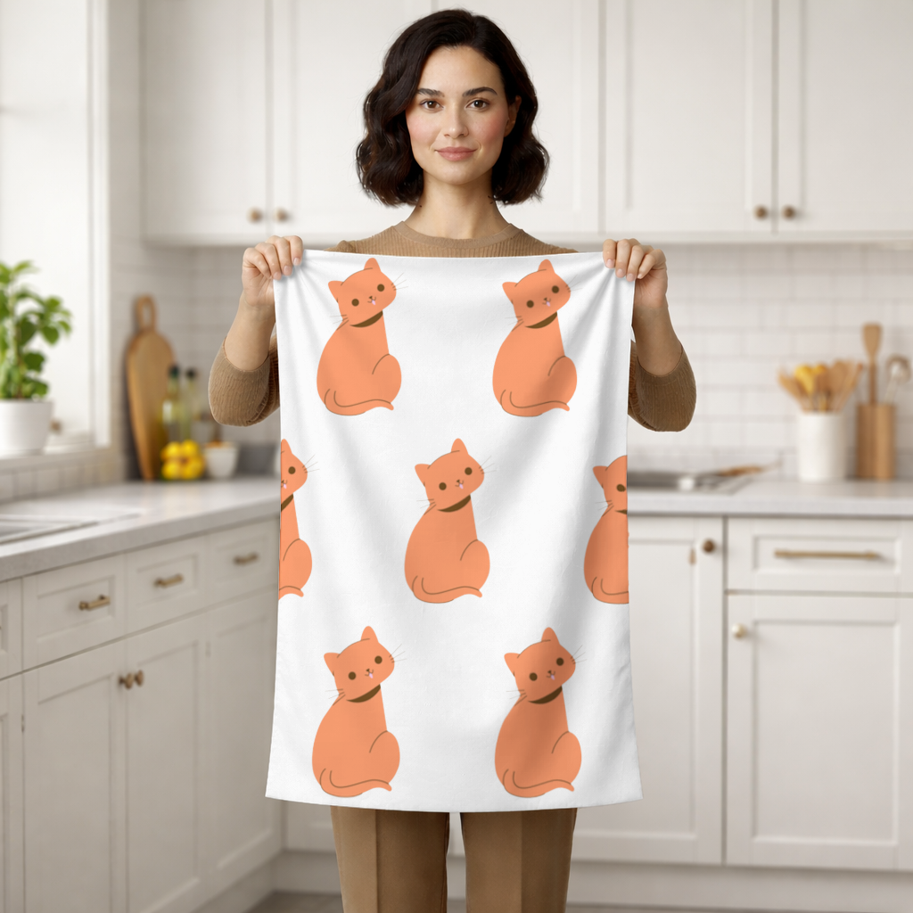 Kawaii Orange Cat Blep Hand Towel
