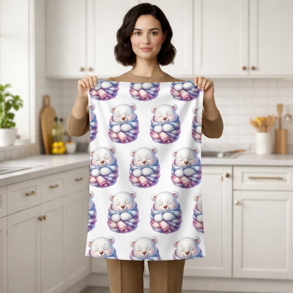 Cozy Sleepy Polar Bear Cub Hand Towel