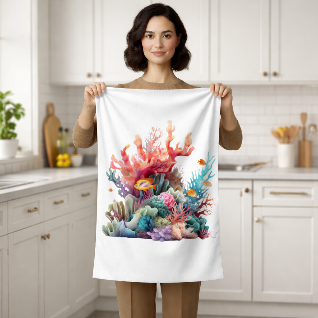 Vibrant Coral Reef and Tropical Fish Hand Towel