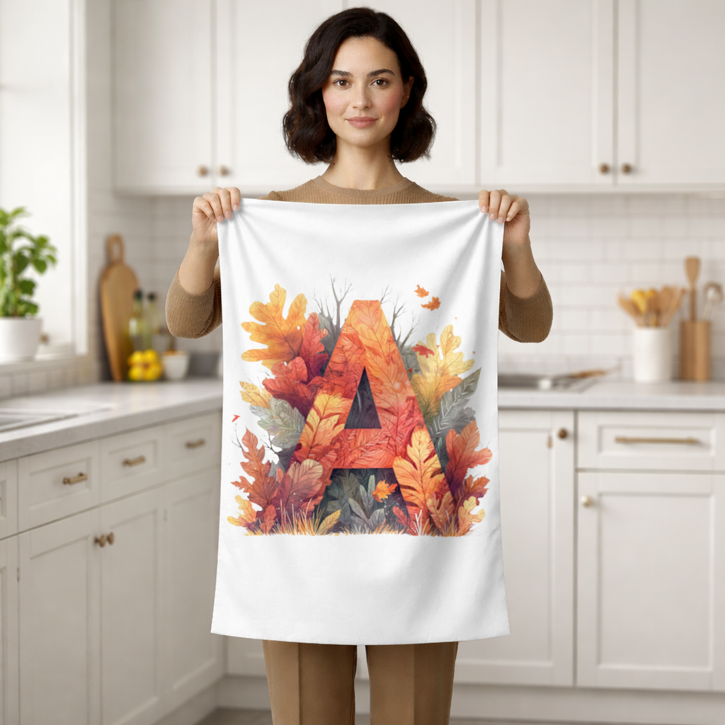 Autumn Leaf Letter A Monogram Hand Towel