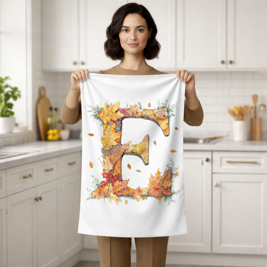 Autumn Maple Leaf Letter E Hand Towel