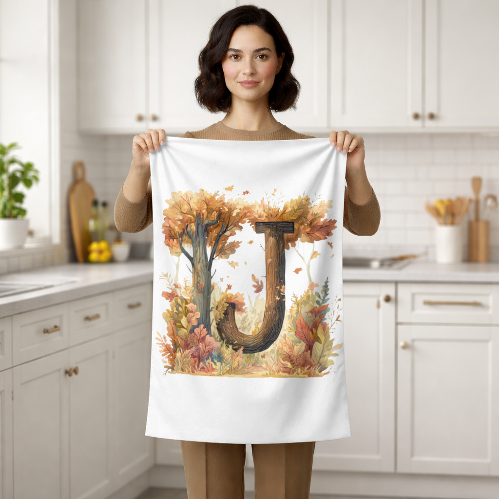 Fall Leaves Wooden Letter J Hand Towel