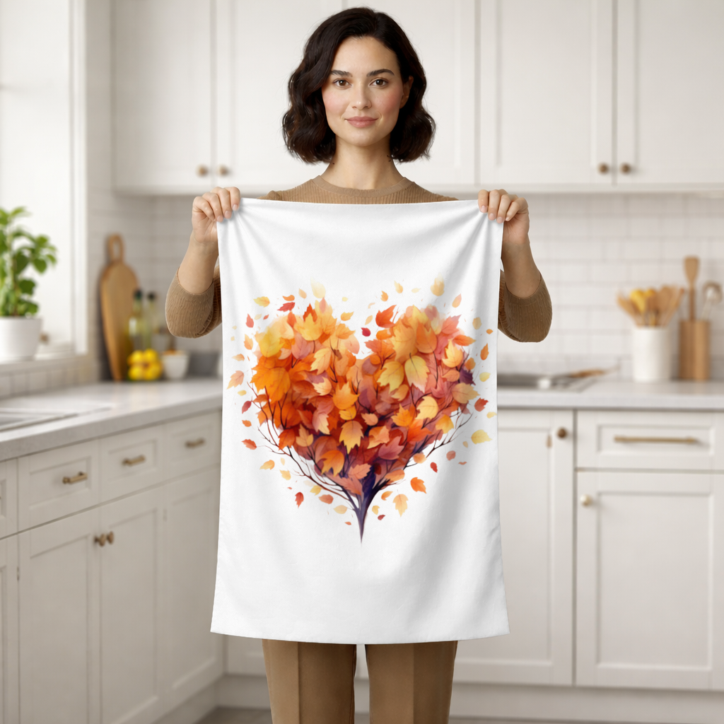 Autumn Leaf Heart Hand Towel