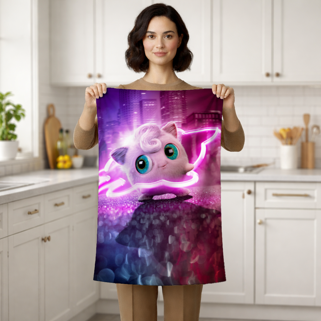 Cyberpunk Pink Fluffy Creature Hand Towel