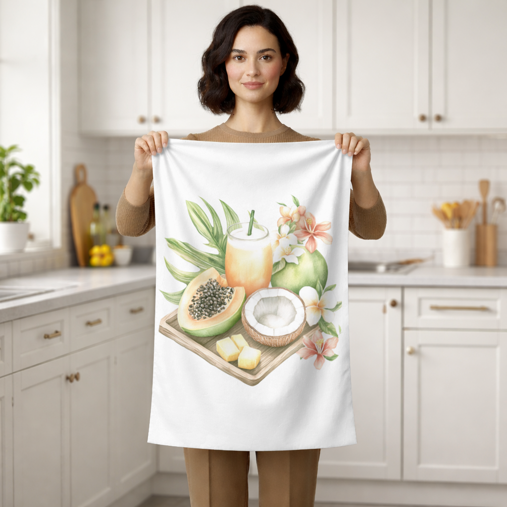 Tropikal Papaya ve Hindistan Cevizi El Havlusu