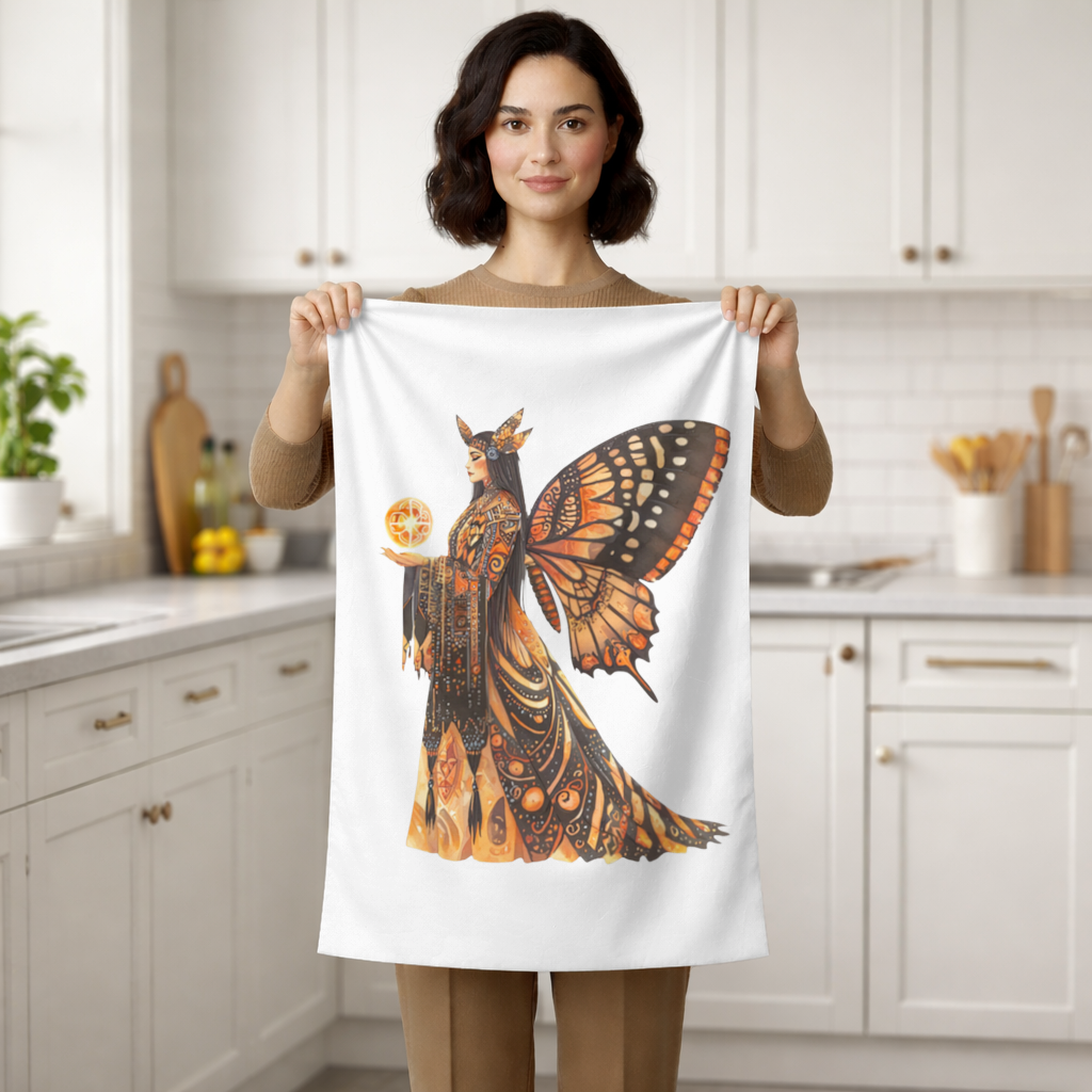 Monarch Kelebek Kanatlı Tanrıça El Havlusu
