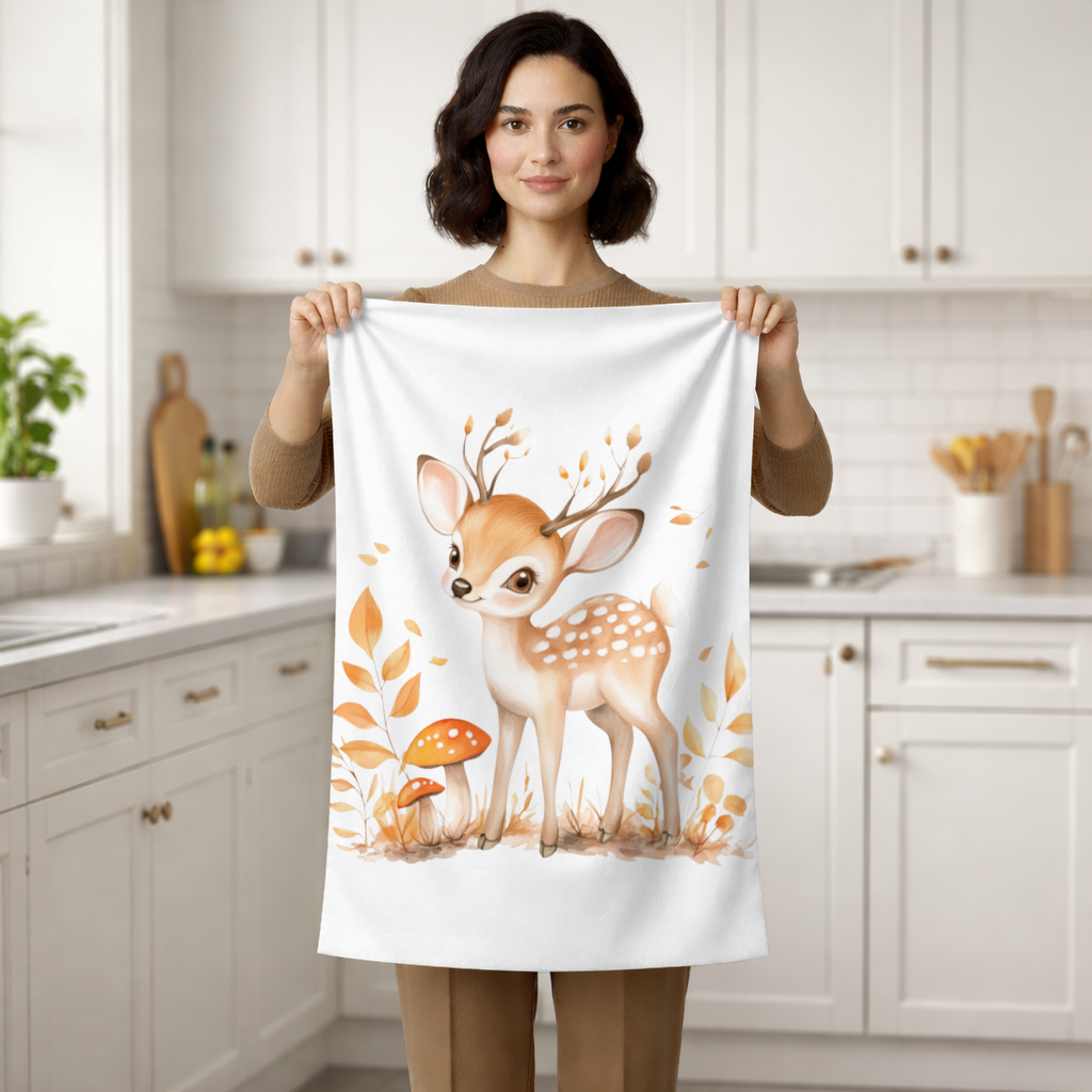 Whimsical Autumn Woodland Fawn Hand Towel