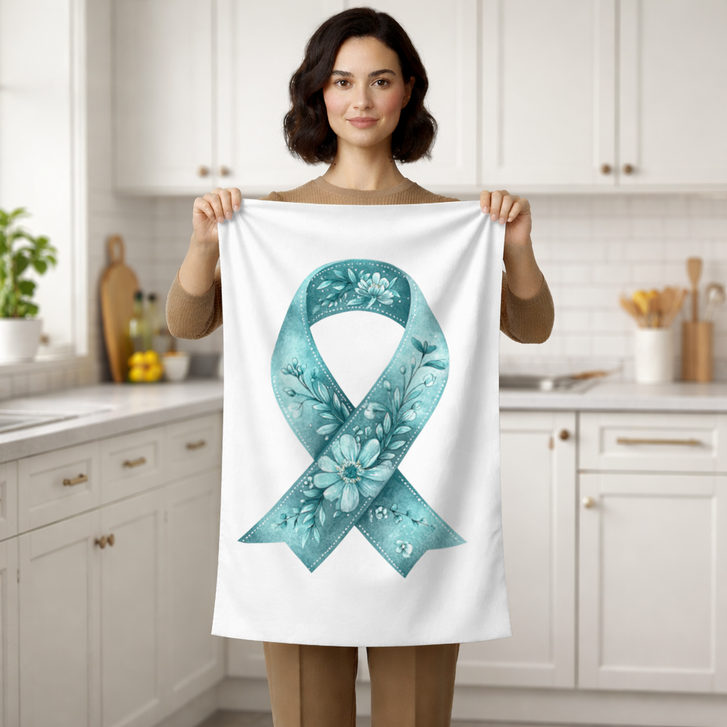 Floral Teal Awareness Ribbon 