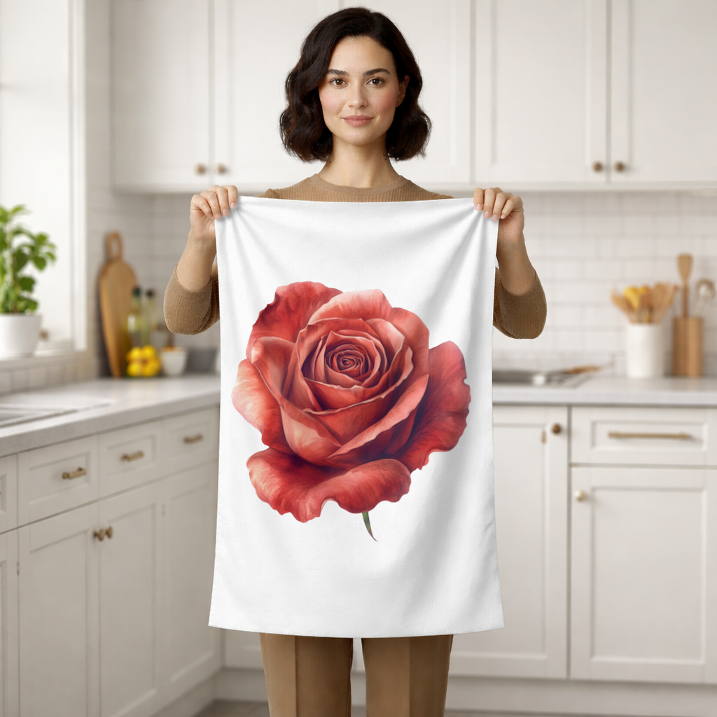 Crimson Red Rose Hand Towel