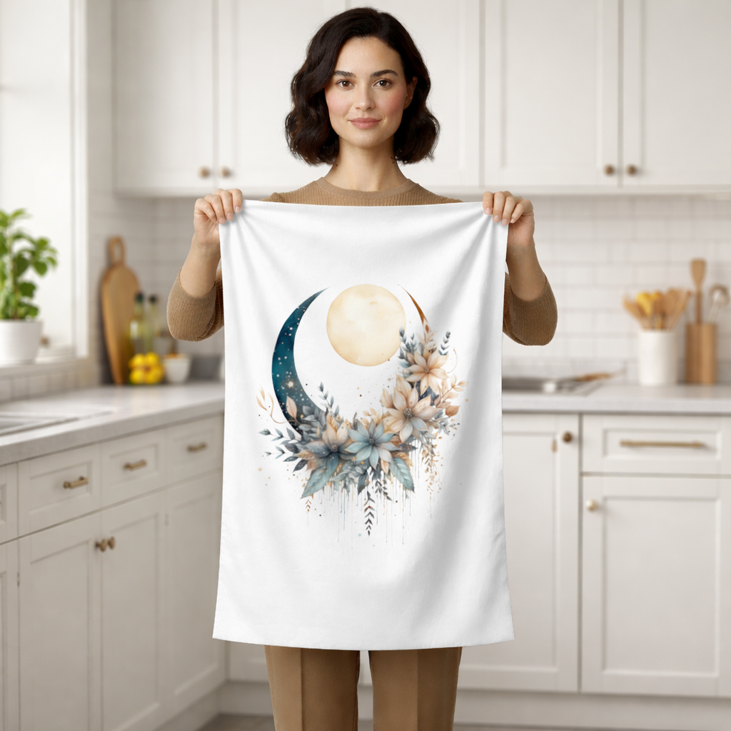 Celestial Boho Moon Floral Hand Towel