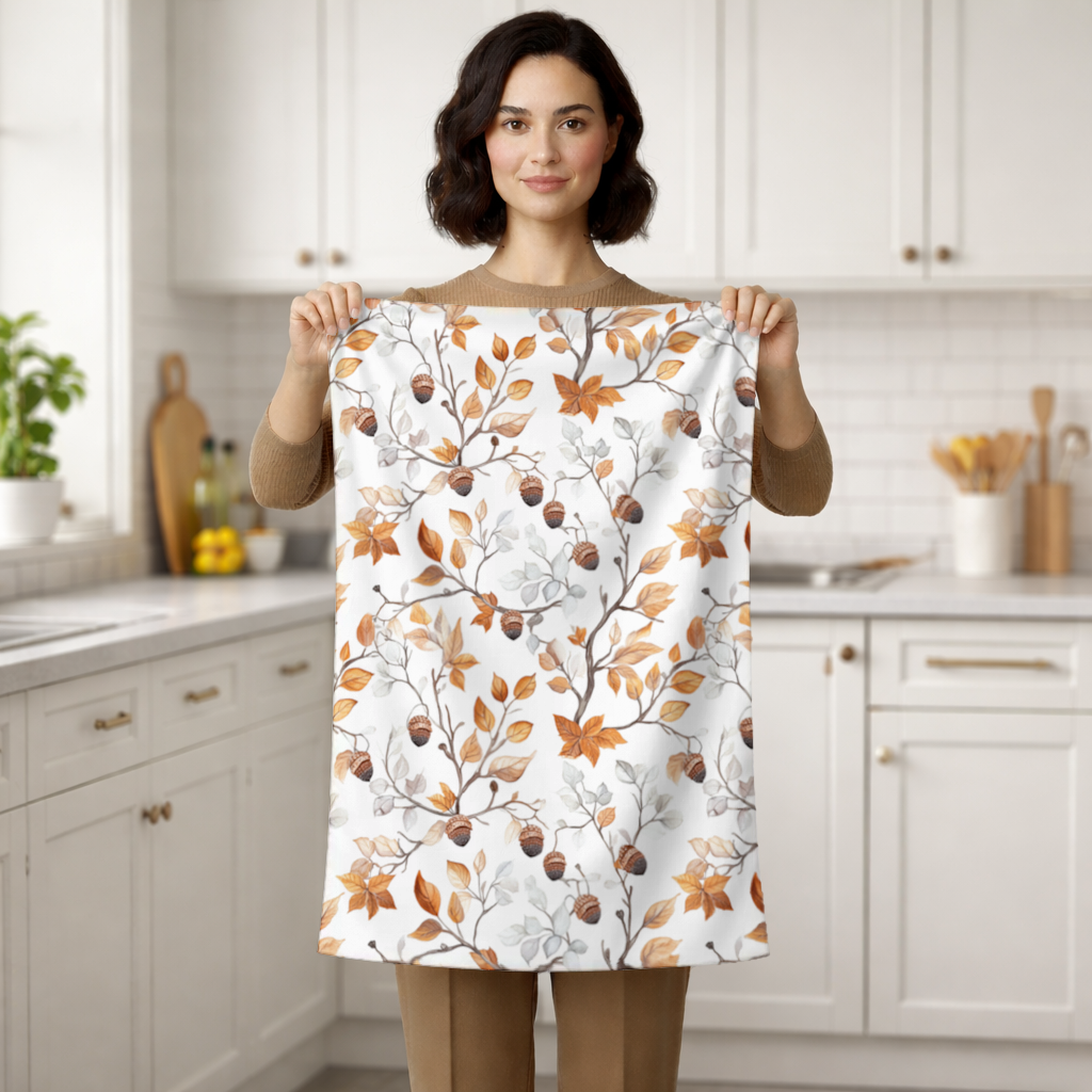Watercolor Fall Acorns and Leaves Hand Towel