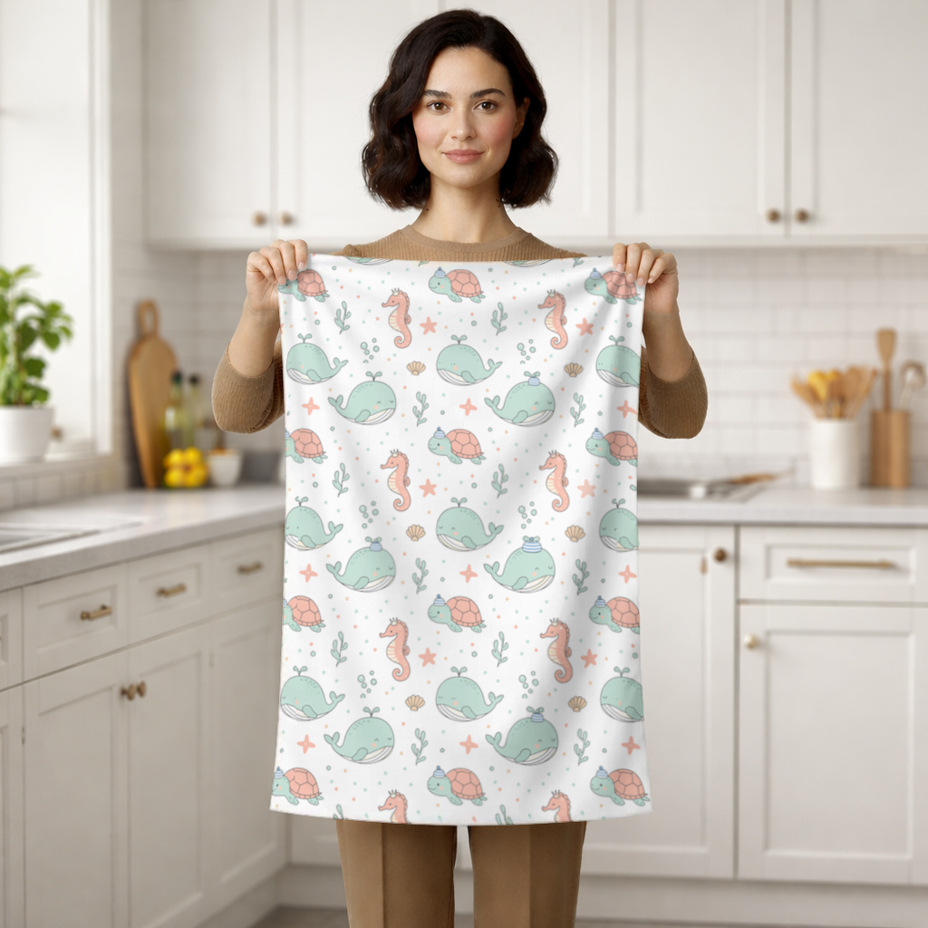 Cute Sea Animals Pattern Hand Towel