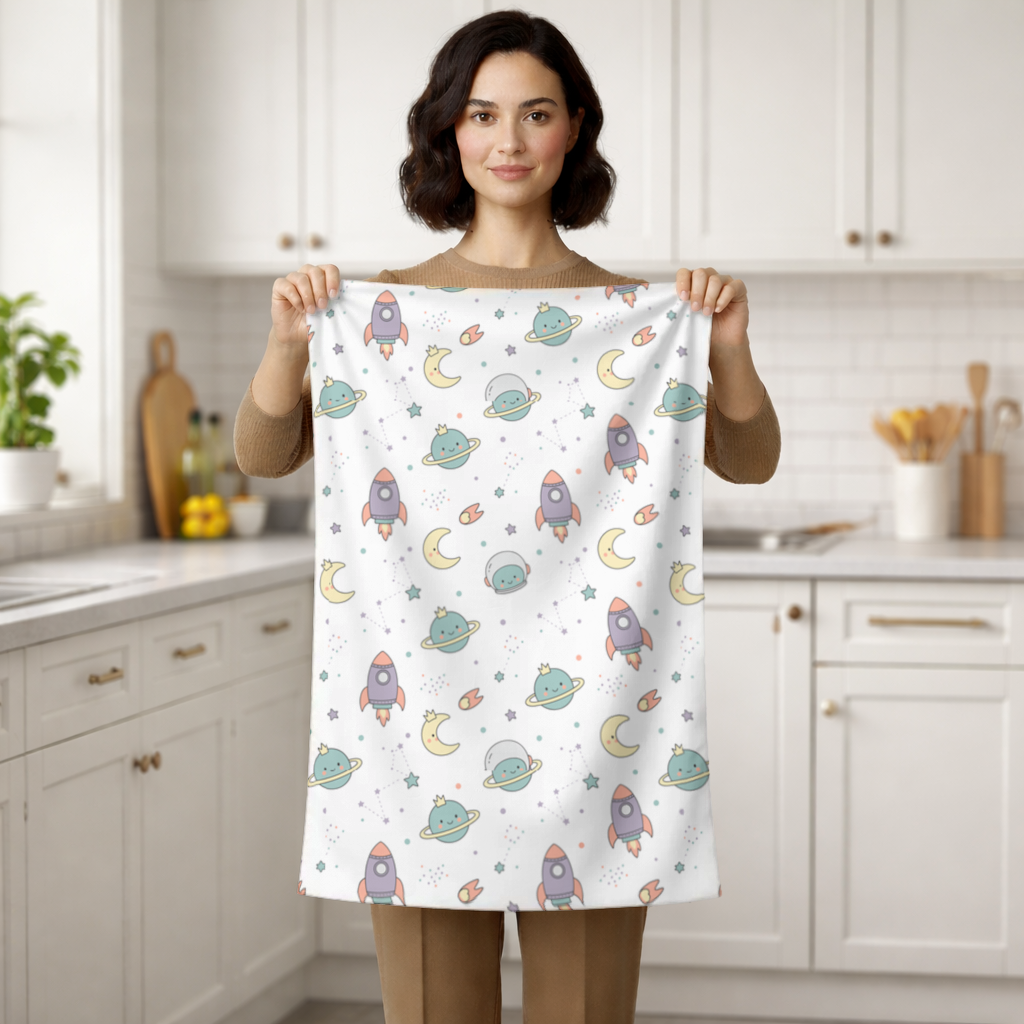 Cute Space Rocket Pattern Hand Towel