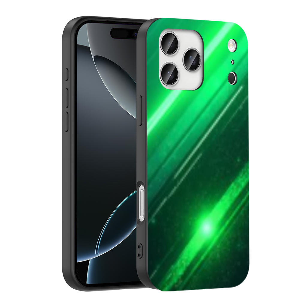 Green bright strips on black background. iPhone 17 Pro Max Case