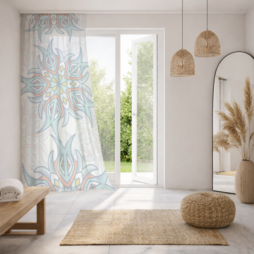 An abstract visual Sheer Curtain