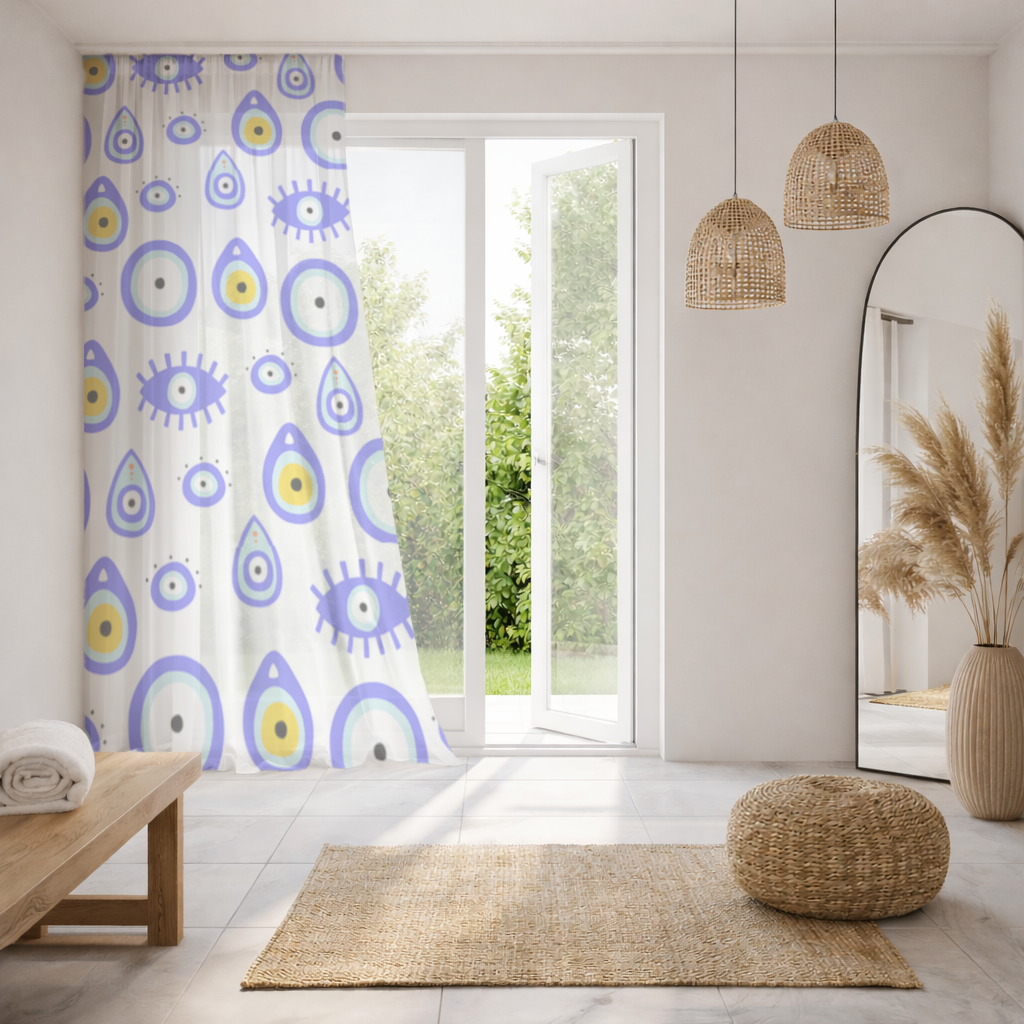 Evil Eye Pattern Sheer Curtain