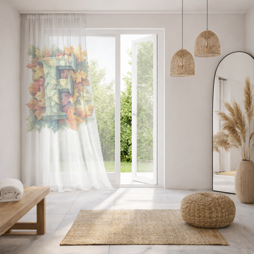 Autumn Leaf Monogram F Sheer Curtain