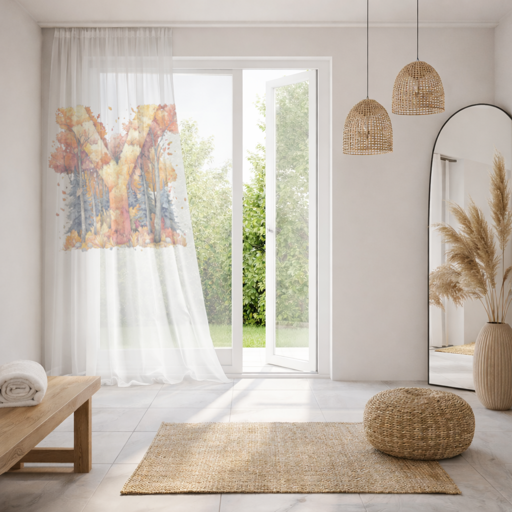 Autumn Forest Letter Y Sheer Curtain