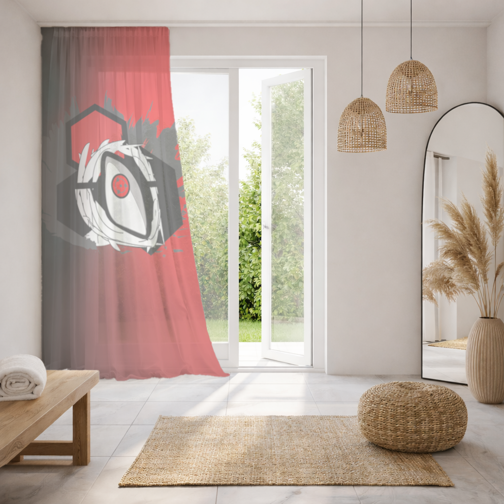 Mystic Red Eye Hexagon Sheer Curtain