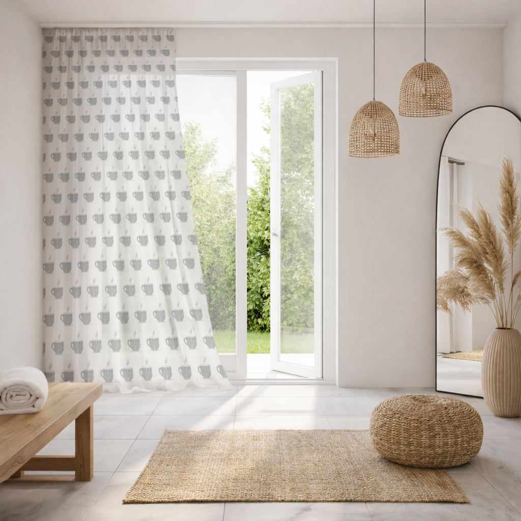 coffee cup Sheer Curtain