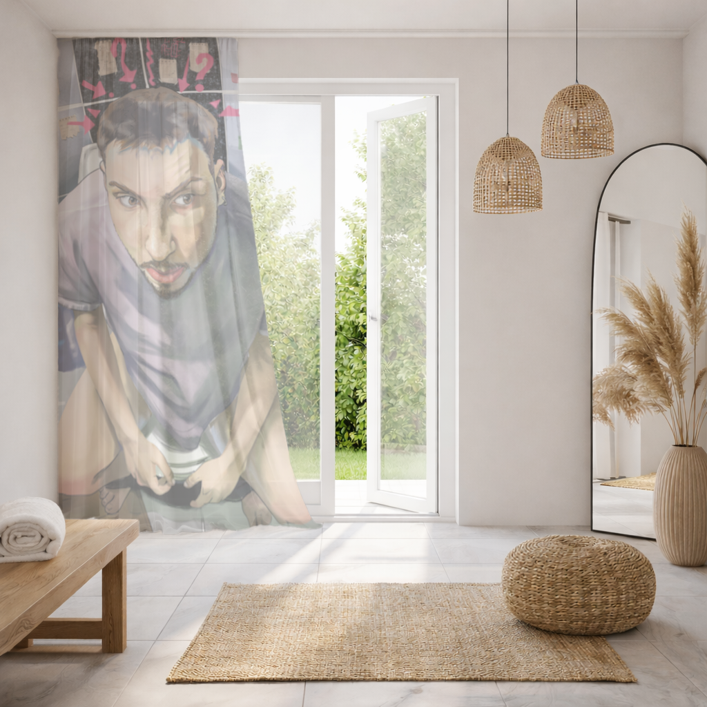 Toilet allegory Sheer Curtain