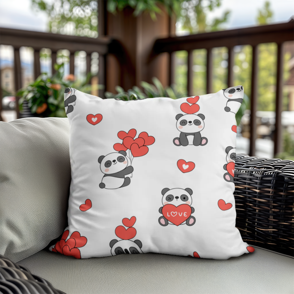 Cute Panda Valentines Day Love Heart Pattern Design Decorative pillow cover