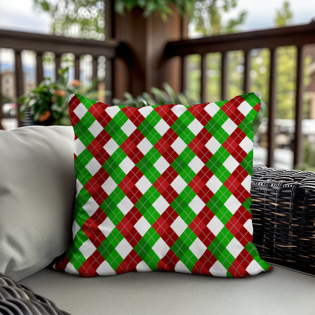 Red Green Argyle Plaid Background Pattern Decorative pillow cover