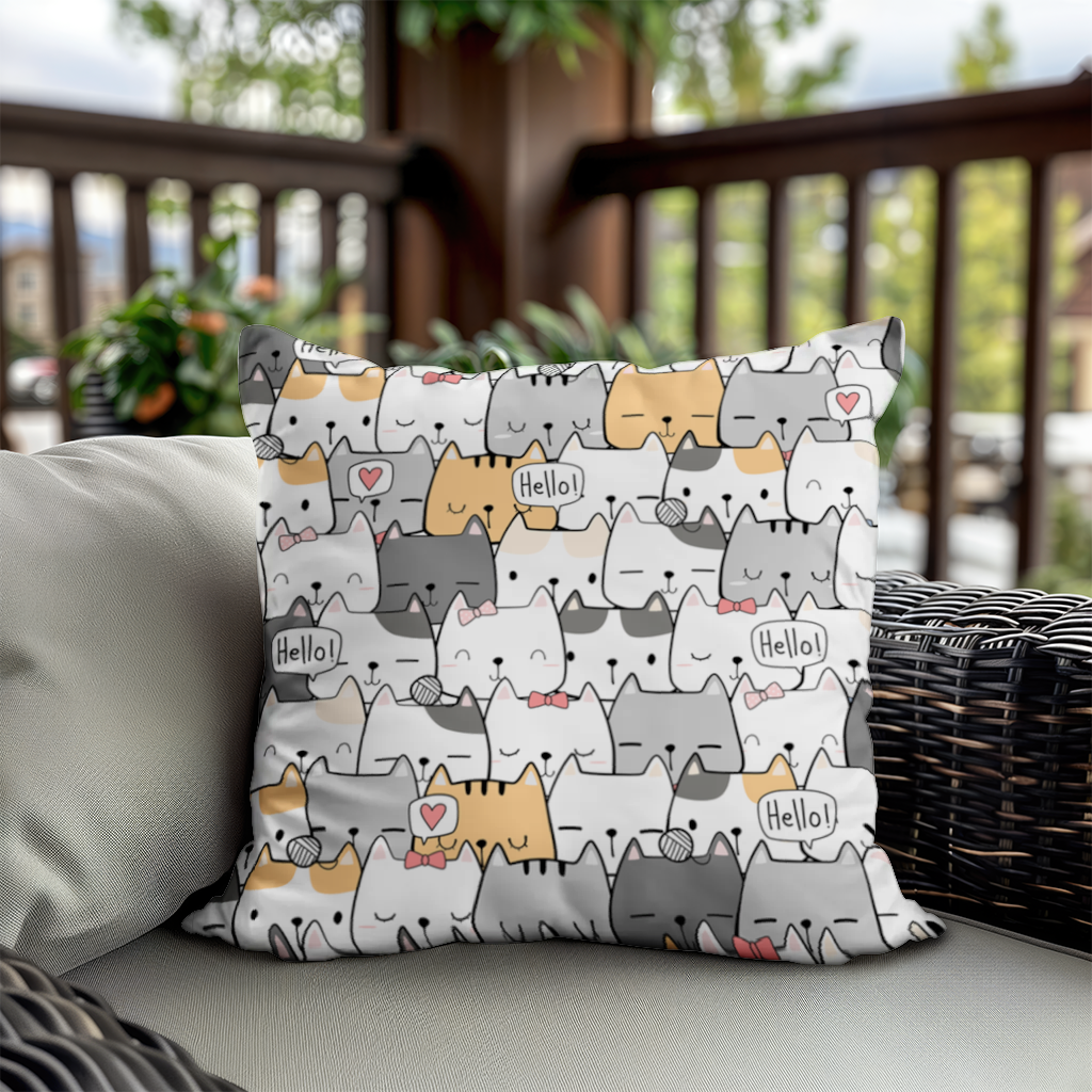 Cute Cartoon Cats Pattern with Speech Bubbles 