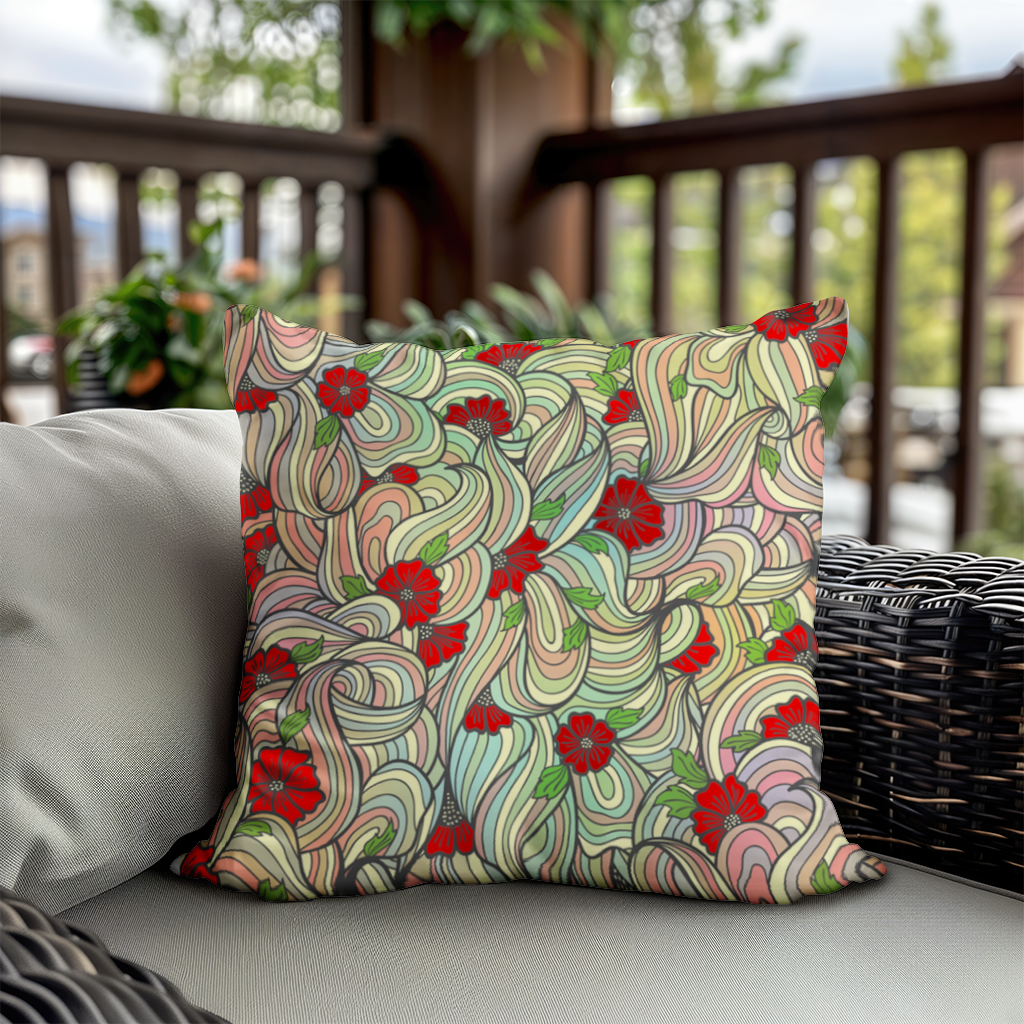 Floral Retro Wavy Pattern Decorative pillow cover
