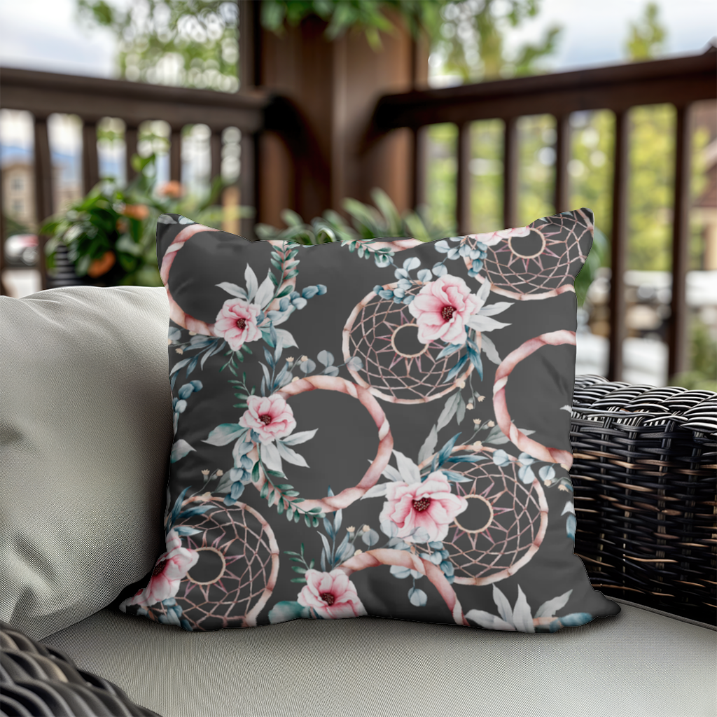 Boho Floral Dreamcatcher Pattern Decorative pillow cover