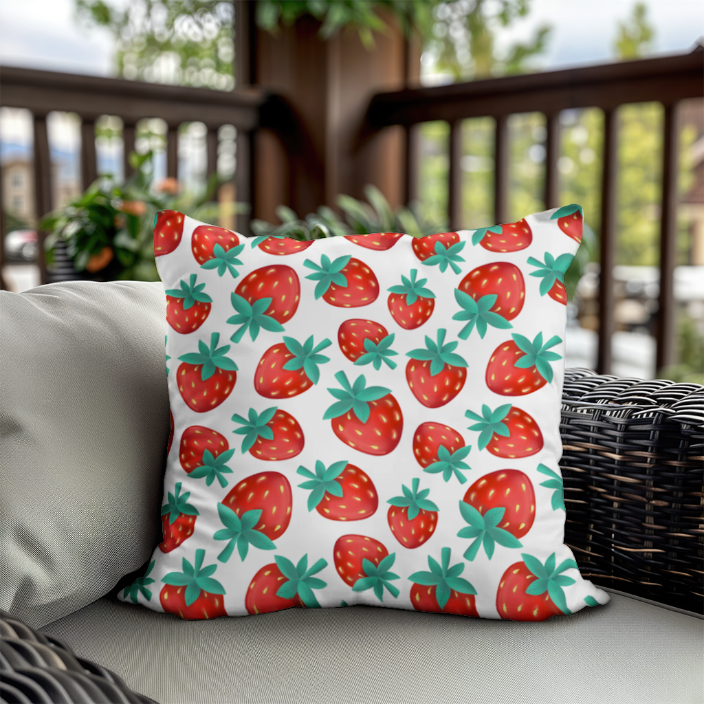 Vibrant Red Strawberry Summer Pattern Decorative pillow cover